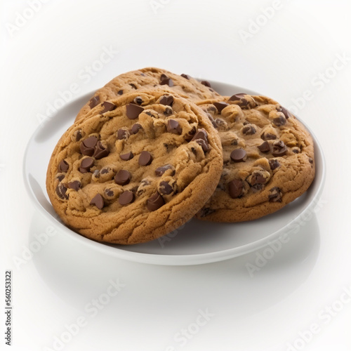 Delicious Chocolate Chip Cookies on a Flat Background