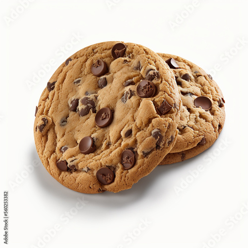 Delicious Chocolate Chip Cookies on a Flat Background
