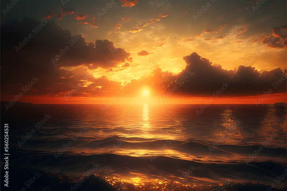 A Golden End: A Sunset over the Ocean, Generative AI