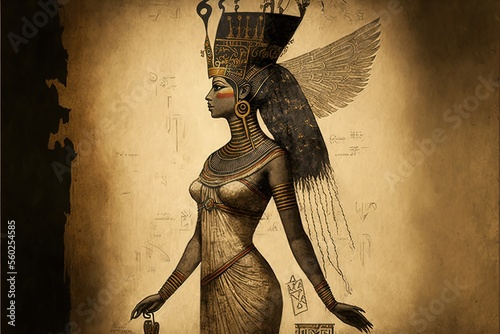 Goddess Nekhbet, in the form of a woman with a white crown of Upper Egypt. AI photo