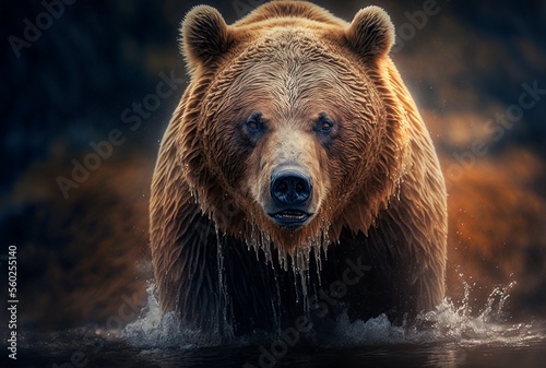 bear in the river Brown bear portrait. generative AI © Jorge Ferreiro