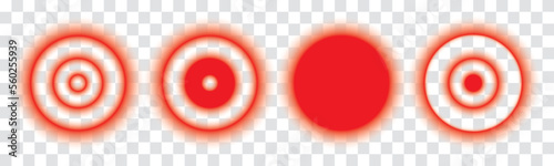 Pain Icon, Painful Spot Mark, Ache Symbol, Painkiller Target, Pain Pointing Sign, Red Circle Illness Location