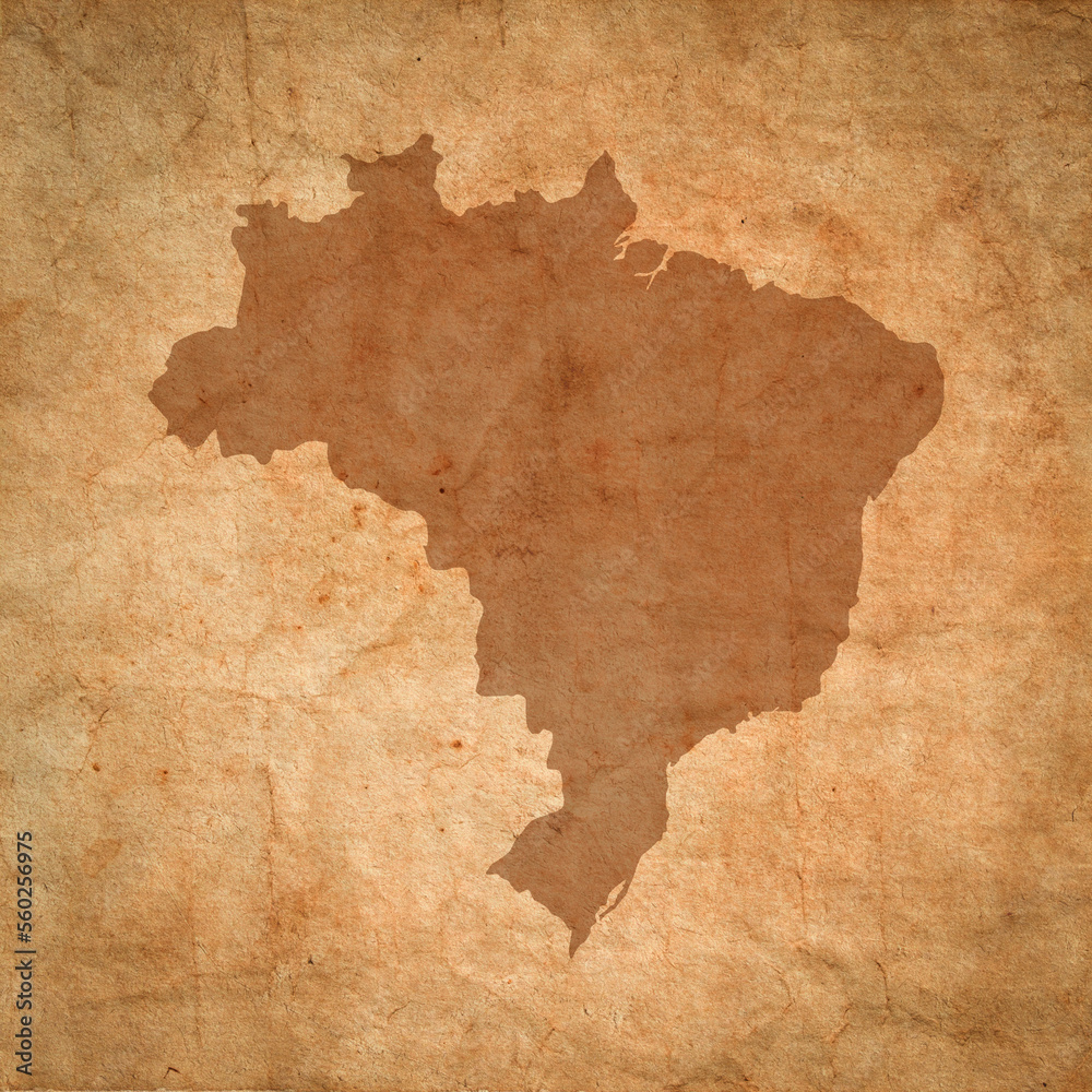 Brazil map on old brown grunge paper