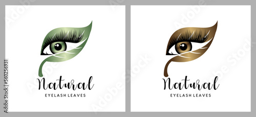 Pure natural leaf eyelash logo design, creative concept eyelash extension logo vector illustration