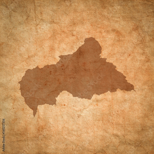 Central African Republic map on old brown grunge paper