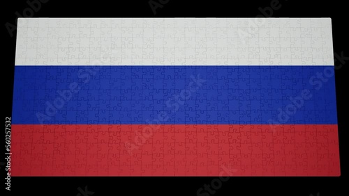 Six different clips to collect puzzle pieces in which the flag of Russia appears Isolated by Alpha channel (transparent background) to enhance any animation movie or Cinematic clips or film project