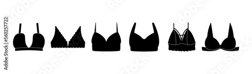 Clothes for women. Underwear icons in black color on a white background. Vector stock illustration. isolated. Swimsuit.