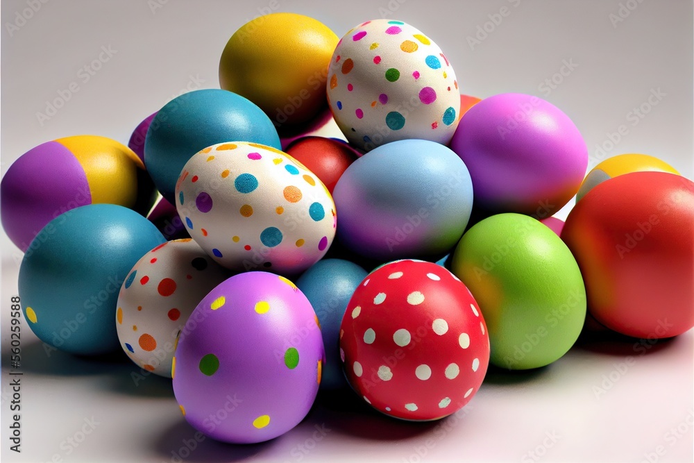 Colorful easter eggs, Generative AI. Colorful easter eggs, Generative AI.