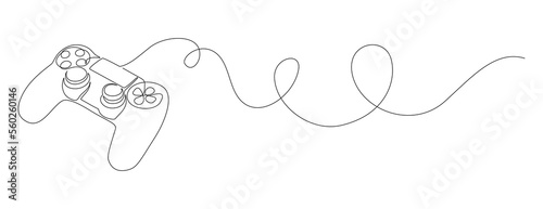 Game stick in one continuous line drawing. Joystick to play the video game and controller for PC concept cyber sport in simple linear style. Editable stroke. Outline vector illustration