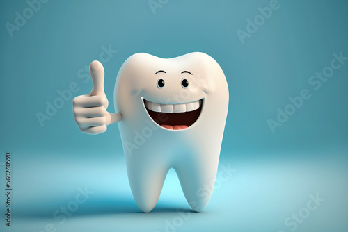 Zufriedener Zahn zeigt seine Zustimmung mit Daumen hoch isoliert auf pastellfarbenem Hintergrund 