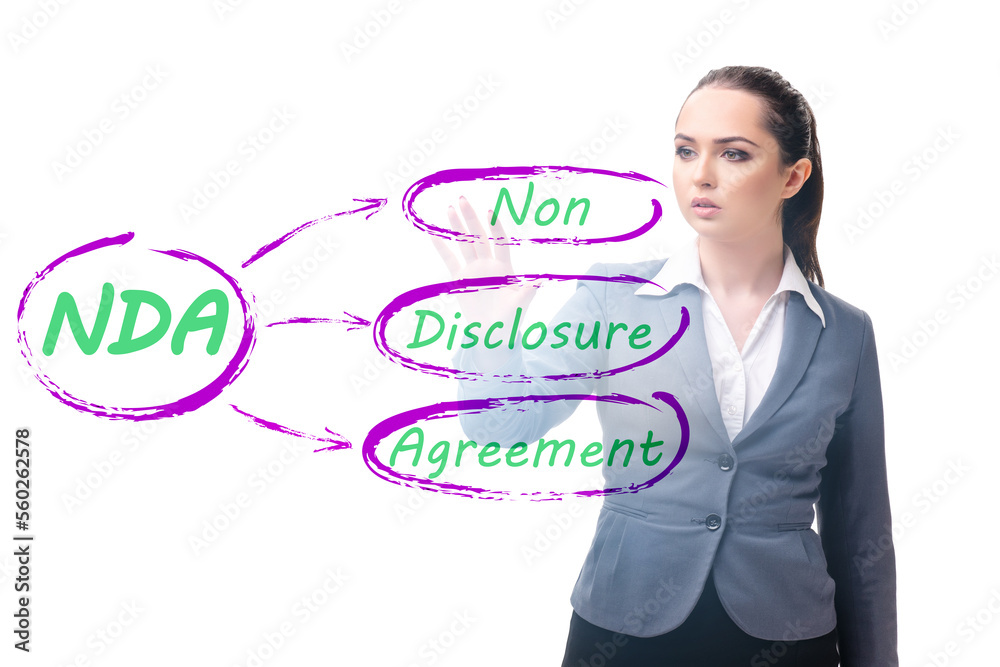 Businesswoman in non disclosure agreement concept Businesswoman in non disclosure agreement concept