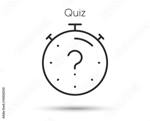 Quiz line icon. Timer with question mark. Faq time symbol. Illustration for web and mobile app. Line style quiz game time icon. Editable stroke timer. Vector