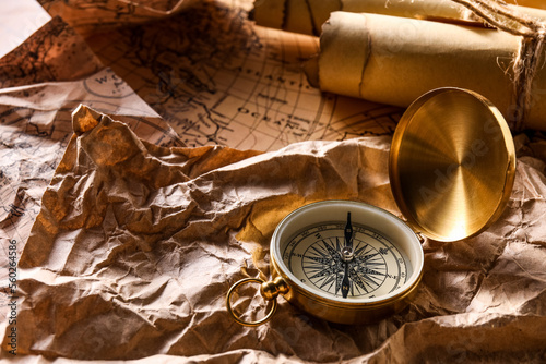 Vintage compass and crumple...