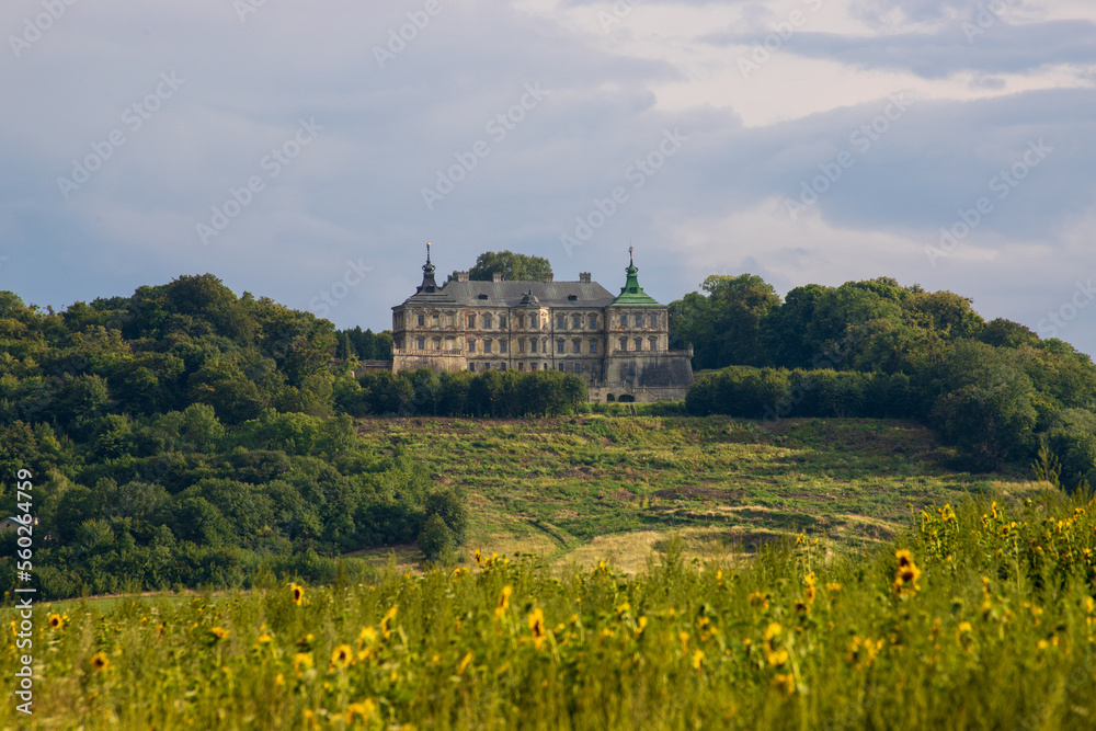 Pidhirtsi Castle, stands on top of a hill