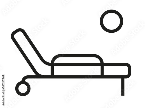 leżak ikona, wektorowa ikonka leżaka, mebel, fotel plażowy, edytowalna linia, leżak piktogram photo
