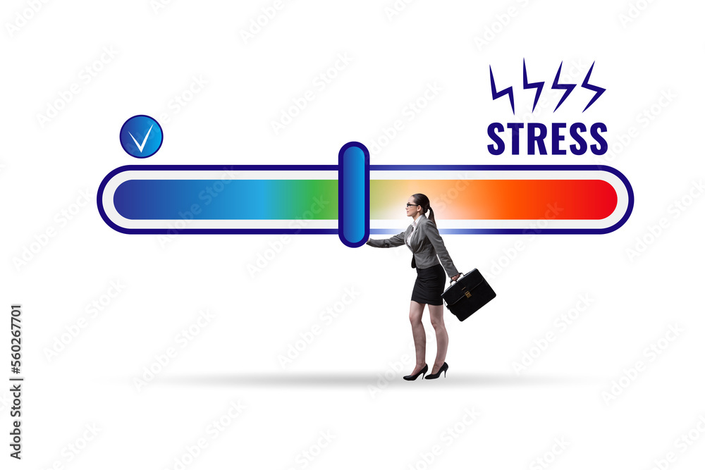 Concept of stress meter with businesswoman