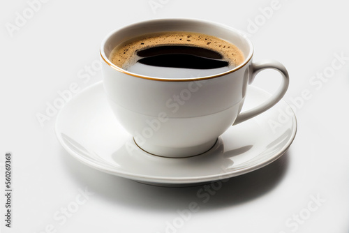 Close up white cup of black coffee isolated on white background with clipping path. 