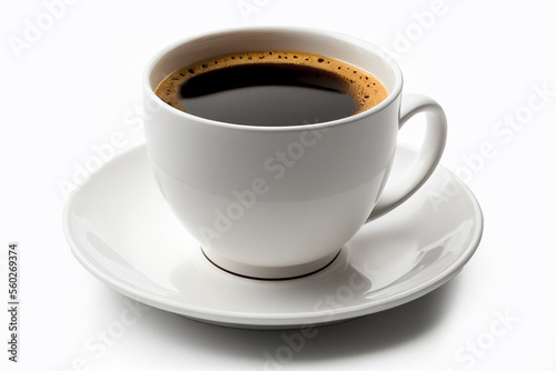 Close up white cup of black coffee isolated on white background with clipping path. 