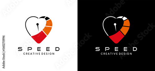 Speed ​​rpm logo illustration design with love concept