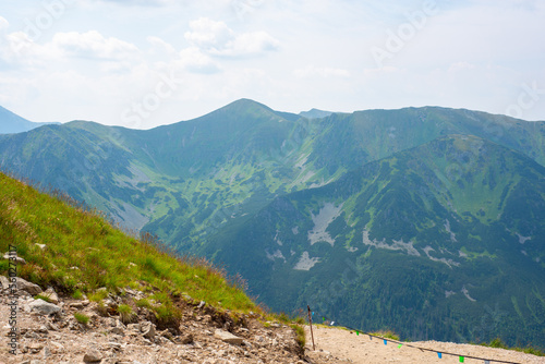 Beautiful view of the Tatra Mountains landscape. View of the mountains from the top. High mountain landscape.