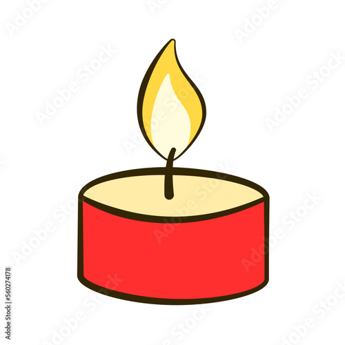 Red tealight. Valentine's day. Flat icon. Vector illustration