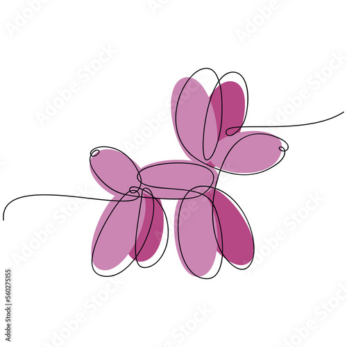 Air ballon dog silhouette vector one line continuous drawing illustration. Hand drawn linear icon. Minimal design element for print, banner, card, wall art poster, brochure.