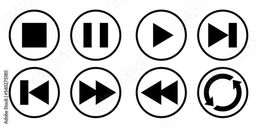 media player icons set	