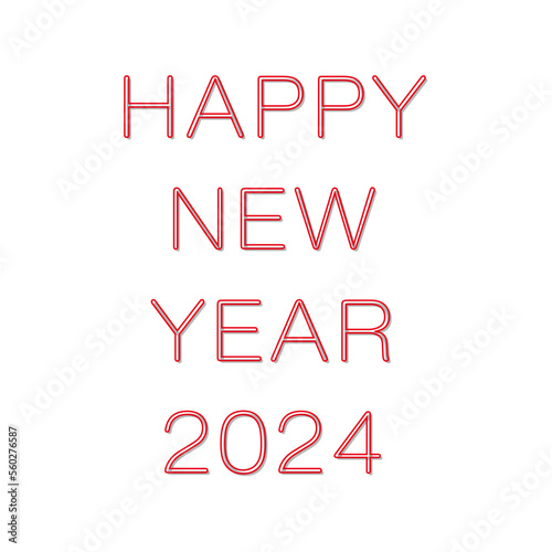 2024年の年賀状 シンプルなデザインの細字の賀詞 赤色 photo