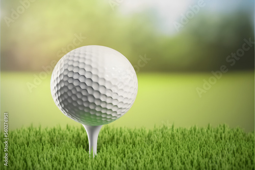 golf ball on tee ready to play, close up, bokeh, Generative AI