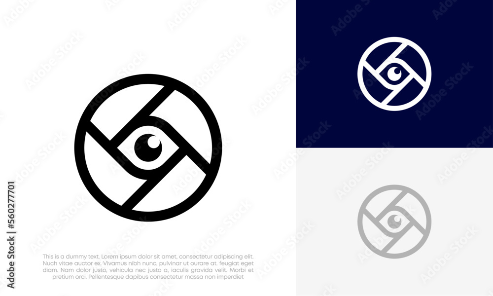 camera shutter with eye vision logo design vector