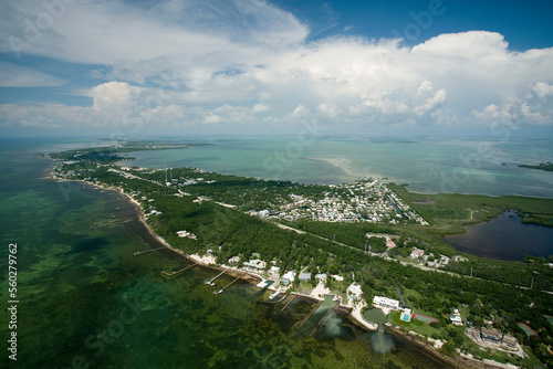 Aerial view of commercial and privately owned  properties in the the Islamorada area of the Florida Keys photo