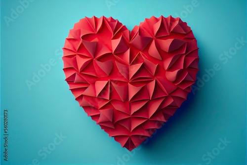 Wallpaper Mural Origami paper heart love red and blue Torontodigital.ca