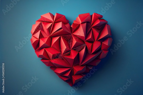 Wallpaper Mural Origami paper heart love red and blue Torontodigital.ca