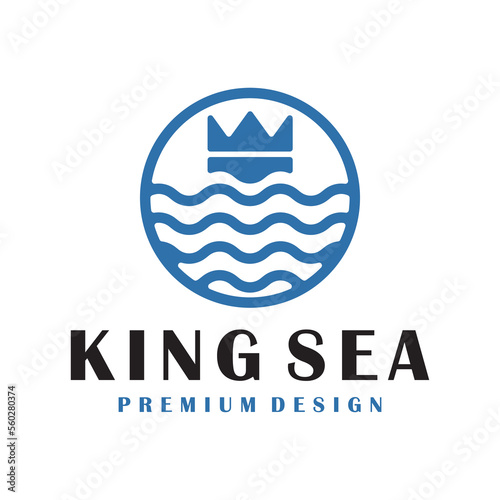 Ocean and Crown Symbol Logo Design, a powerful and regal representation of maritime sovereignty