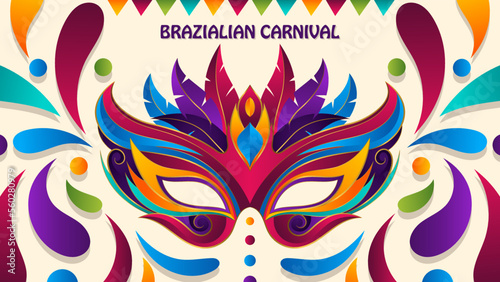 Festa Junina, brazilian carnival or mardi gras flyer template with colorful design