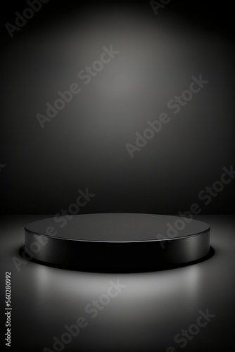 empty black pedestal display for product showcase, blank background, 3d illustration
