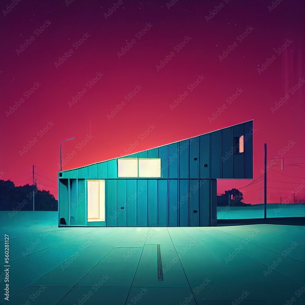Fototapeta premium Tiny ecologic house, shipping container futuristic home ,made with Generative AI