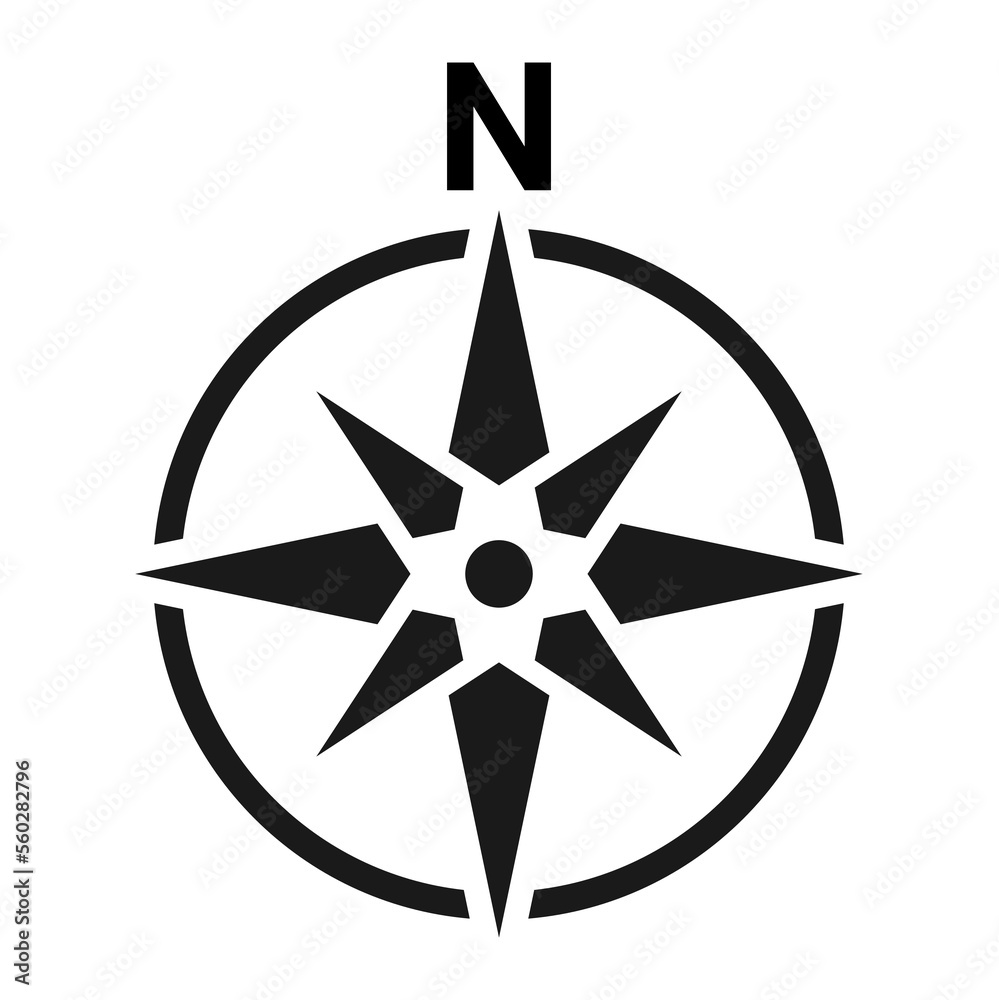 Black north symbol on white background. Black north symbol on white background.