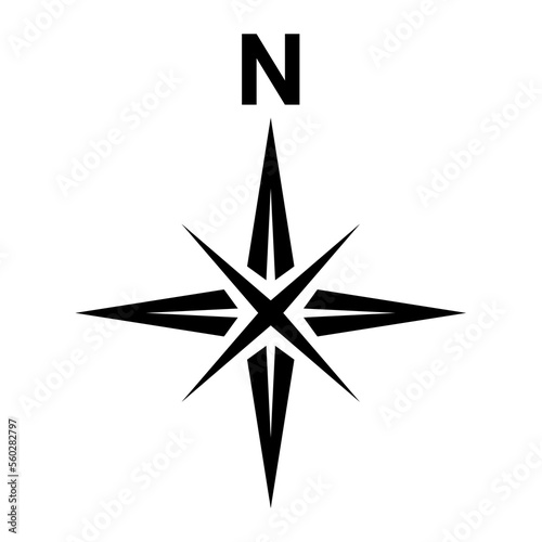Black north symbol on white background.