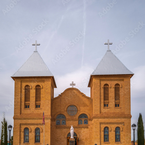 Basilica of San Albino in the Old Plaza in Mesilla, historic southwestern town, near  Las Cruces in Southern New Mexico, USA photo