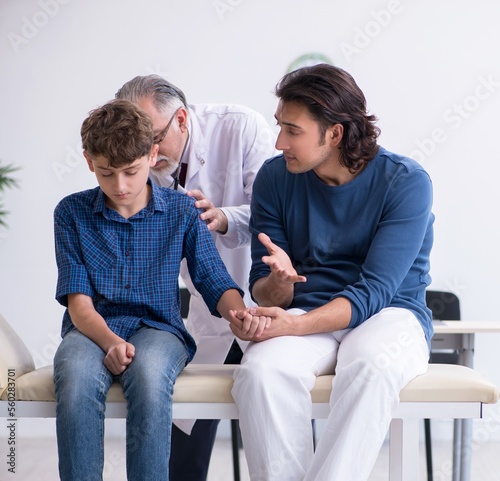 Young boy visiting doctor in hospital