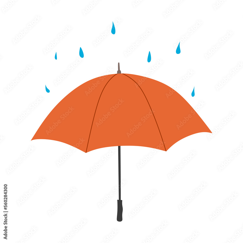 Umbrella illustration in flat style. Orange umbrella isolated on white background. Umbrella in cartoon style