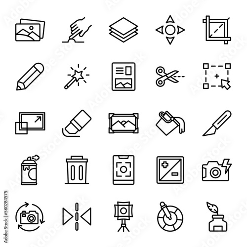 photo editing icons set illustration vector graphic
