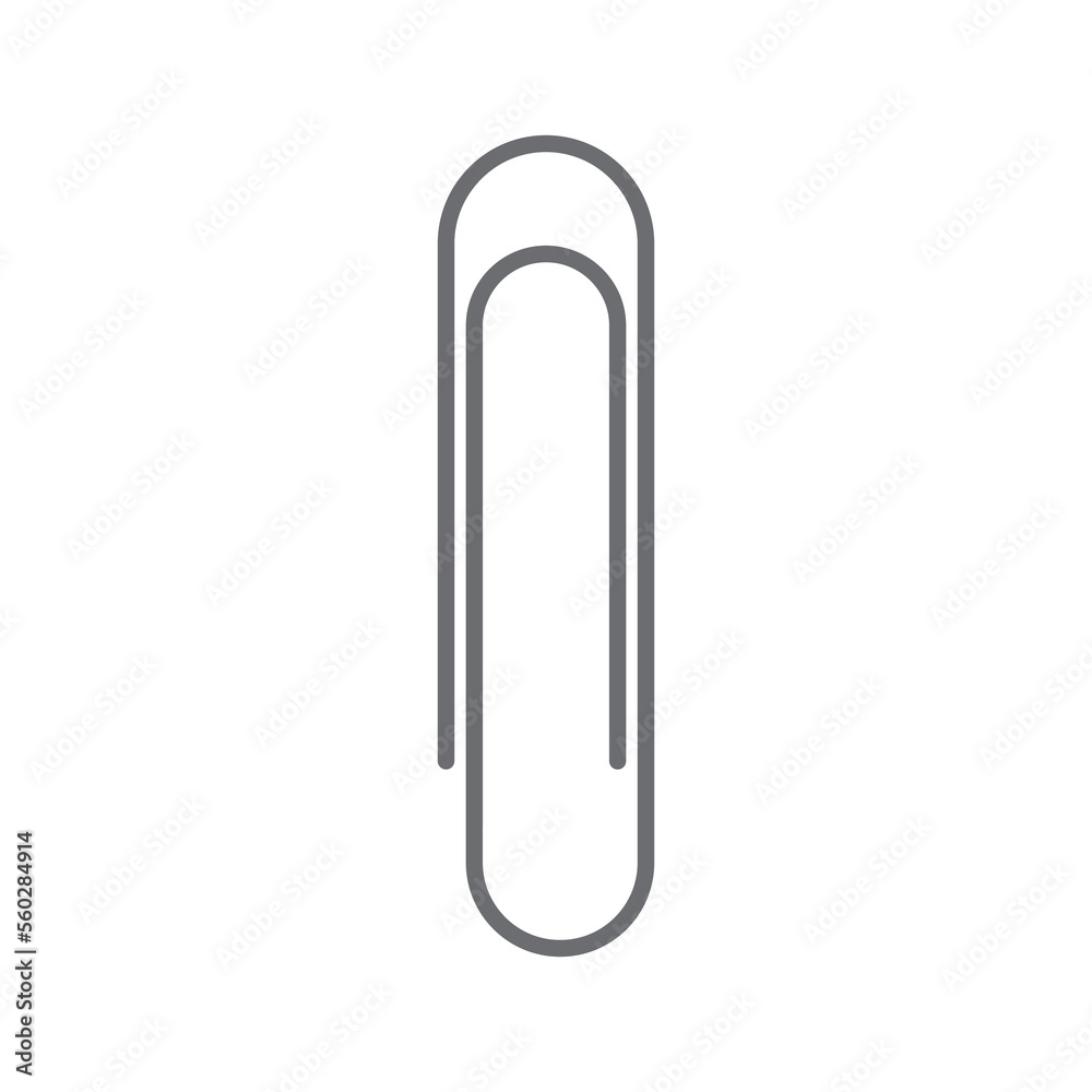 Paper clip for clipping paper together. Paperclip vector illustration on white background. Bent wire or plastic paper clip used for holding sheets of paper together. School or office supplies. Paper clip for clipping paper together. Paperclip vector illustration on white background. Bent wire or plastic paper clip used for holding sheets of paper together. School or office supplies.
