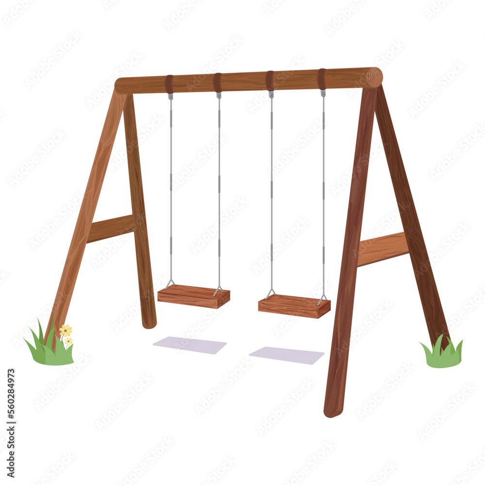 Swing vector illustration on white background. Swing is a facility for children to play in playgrounds and parks. Wooden swing is a popular facility in elementary school. Swing vector illustration on white background. Swing is a facility for children to play in playgrounds and parks. Wooden swing is a popular facility in elementary school.