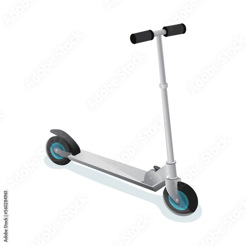 Scooter can be driven outdoors. It is an eco friendly and convenient transportation. Scooter vector illustration on white background.
