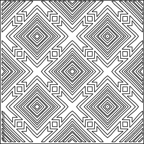 Stylish texture with figures from lines. Abstract geometric black and white pattern for web page, textures, card, poster, fabric, textile. Monochrome graphic repeating design. 