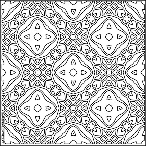 Stylish texture with figures from lines.
Abstract geometric black and white pattern for web page, textures, card, poster, fabric, textile. Monochrome graphic repeating design. 