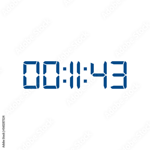 Digital clock number set. Electronic figures. Vector illustration.