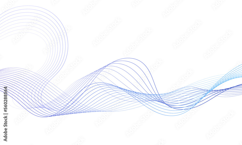 Fototapeta premium Abstract colorful wave element for design. Digital frequency track equalizer. Stylized line art background.Vector illustration.Wave with lines created using blend tool.Curved wavy line, smooth stripe